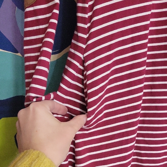 Umgee Maroon Striped Dress With Suede Accent - Picture 3 of 7